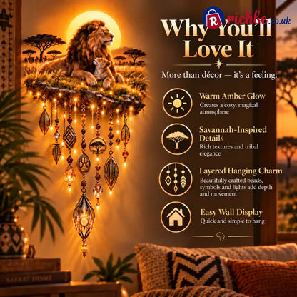 Majestic Savannah Family Glow – Lion & Cub Illuminated Wall Decor