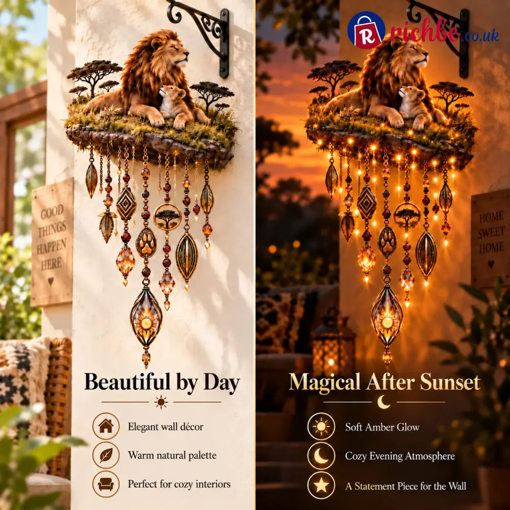 Majestic Savannah Family Glow – Lion & Cub Illuminated Wall Decor