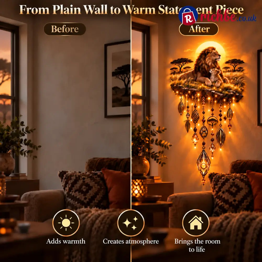 Majestic Savannah Family Glow – Lion & Cub Illuminated Wall Decor