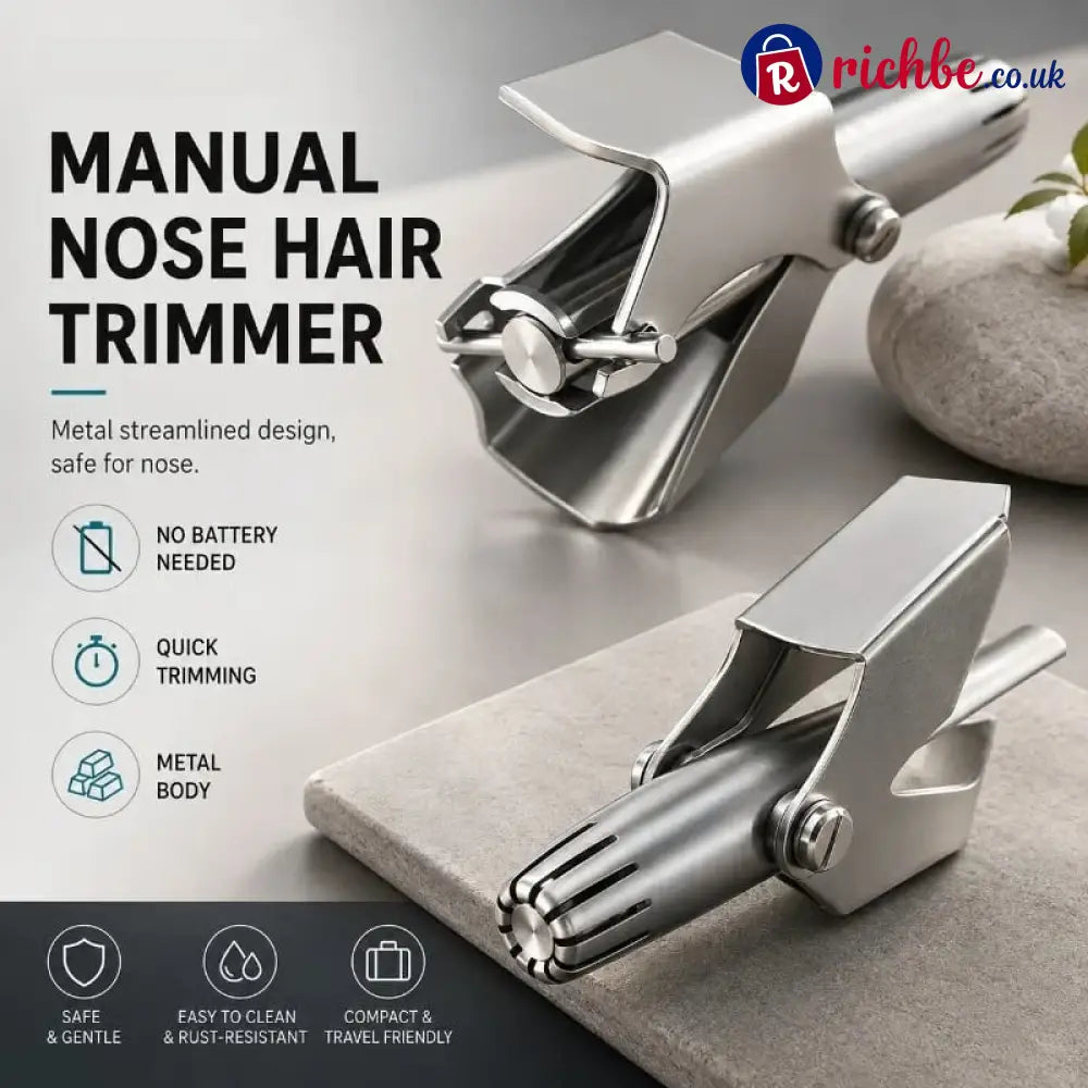 Manual Nose Hair Trimmer – Stainless Steel 360° Trimmer, Waterproof & No Battery Required