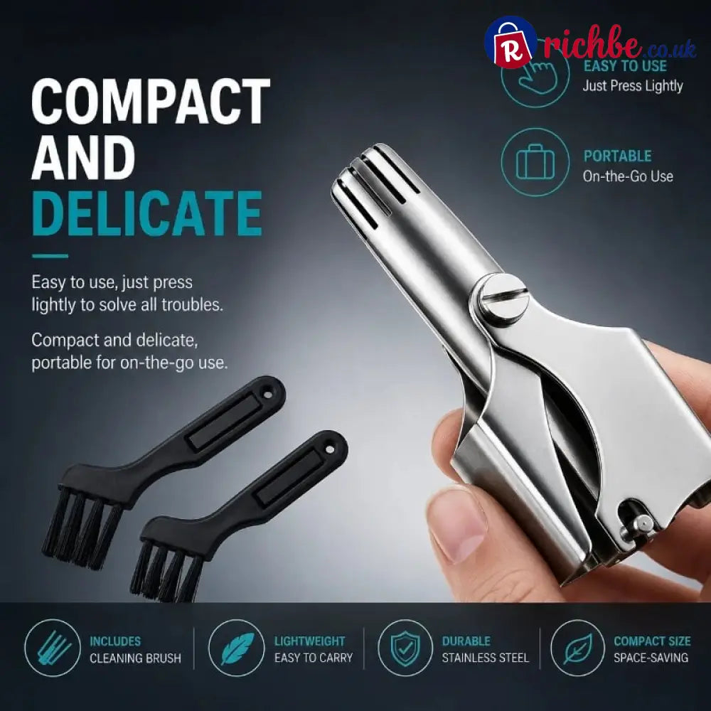 Manual Nose Hair Trimmer – Stainless Steel 360° Trimmer, Waterproof & No Battery Required