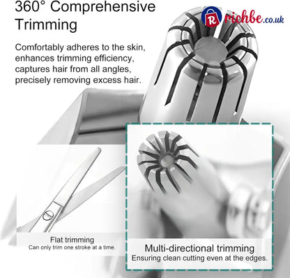 Manual Nose Hair Trimmer – Stainless Steel 360° Trimmer, Waterproof & No Battery Required
