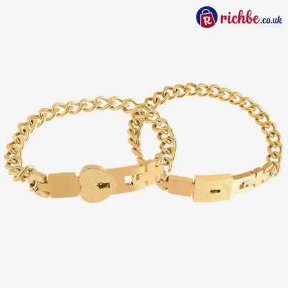 Matching bracelets with a heart-shaped lock 💕 - gold - Beauty& Health