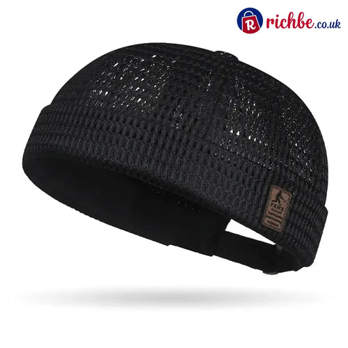 🔥Men’s Breathable Brimless Docker Hat – Lightweight Mesh Skull Cap for Summer Outdoor Wear - Black