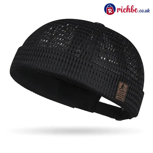 🔥Men’s Breathable Brimless Docker Hat – Lightweight Mesh Skull Cap for Summer Outdoor Wear - Black