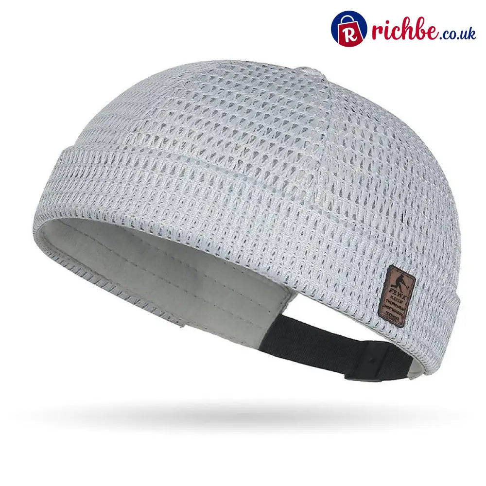 🔥Men’s Breathable Brimless Docker Hat – Lightweight Mesh Skull Cap for Summer Outdoor Wear - Light Gray