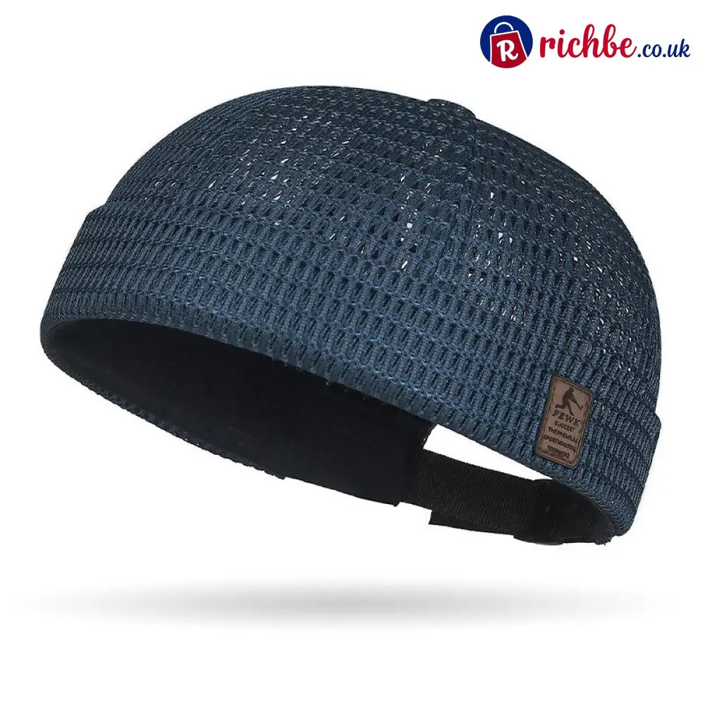 🔥Men’s Breathable Brimless Docker Hat – Lightweight Mesh Skull Cap for Summer Outdoor Wear - Navy blue
