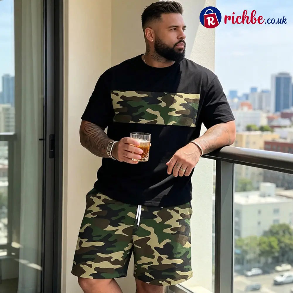 💥Men’s Camouflage Print T-Shirt & Shorts Set - Clothing & Accessories