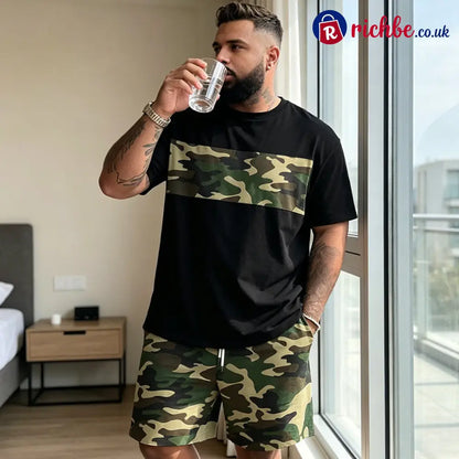 💥Men’s Camouflage Print T-Shirt & Shorts Set - Clothing & Accessories