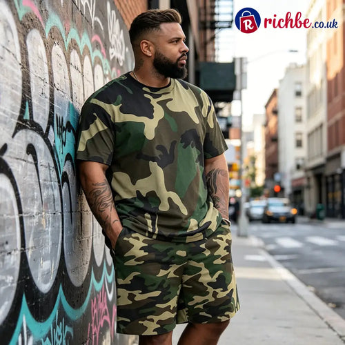 💥Men’s Camouflage Print T-Shirt & Shorts Set - Clothing & Accessories