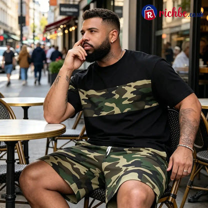 💥Men’s Camouflage Print T-Shirt & Shorts Set - Clothing & Accessories