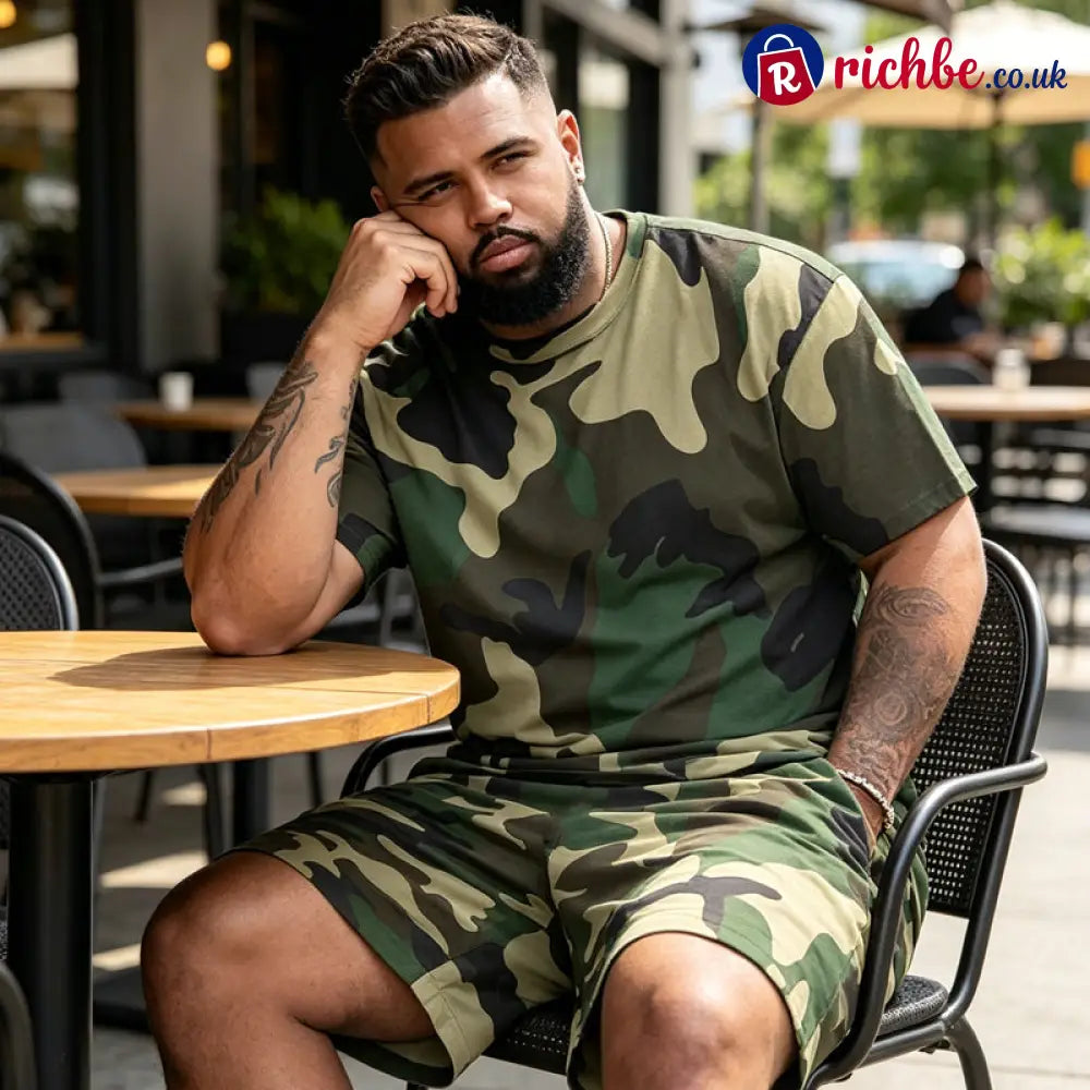 💥Men’s Camouflage Print T-Shirt & Shorts Set - Clothing & Accessories