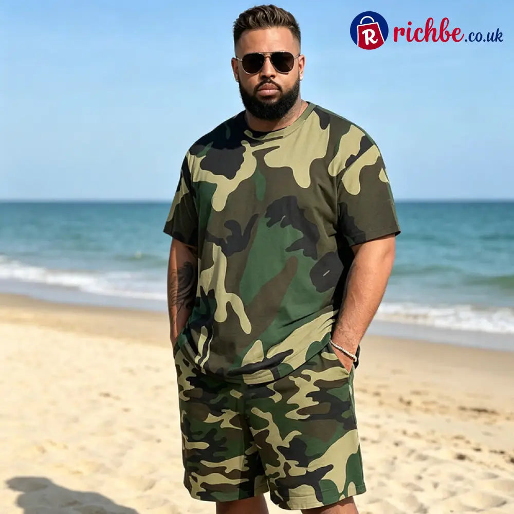💥Men’s Camouflage Print T-Shirt & Shorts Set - Clothing & Accessories