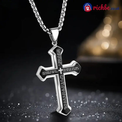 Men’s Lord’s Prayer Cross Necklace - Clothing & Accessories