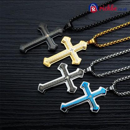 Men’s Lord’s Prayer Cross Necklace - Clothing & Accessories