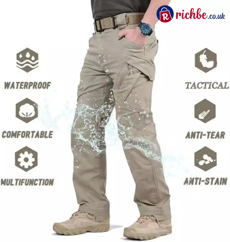 Men’s Tactical Cargo Pants – Ripstop Waterproof Multi-Pocket Combat Trousers