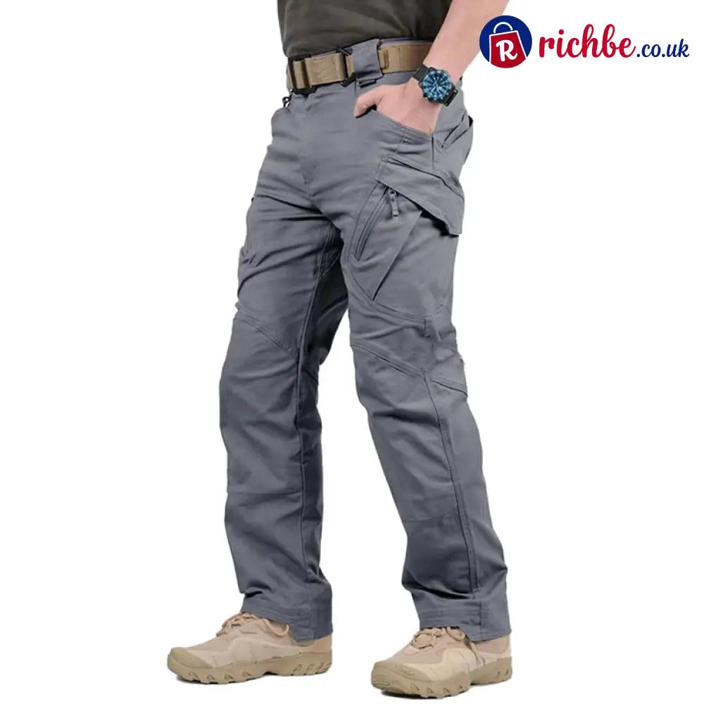Men’s Tactical Cargo Pants – Ripstop Waterproof Multi-Pocket Combat Trousers - Grey / S