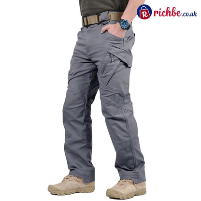 Men’s Tactical Cargo Pants – Ripstop Waterproof Multi-Pocket Combat Trousers - Grey / S