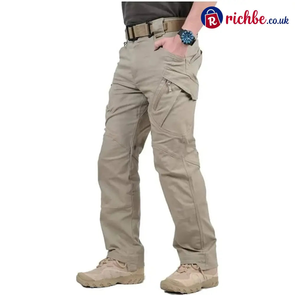 Men’s Tactical Cargo Pants – Ripstop Waterproof Multi-Pocket Combat Trousers - Khaki / S