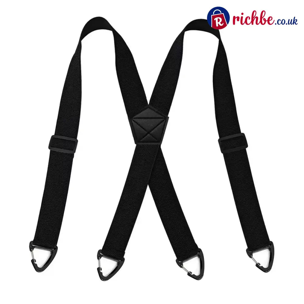 Men’s X-Back Suspenders with Hook Clips - Black / X-shape - Clothing & Accessories