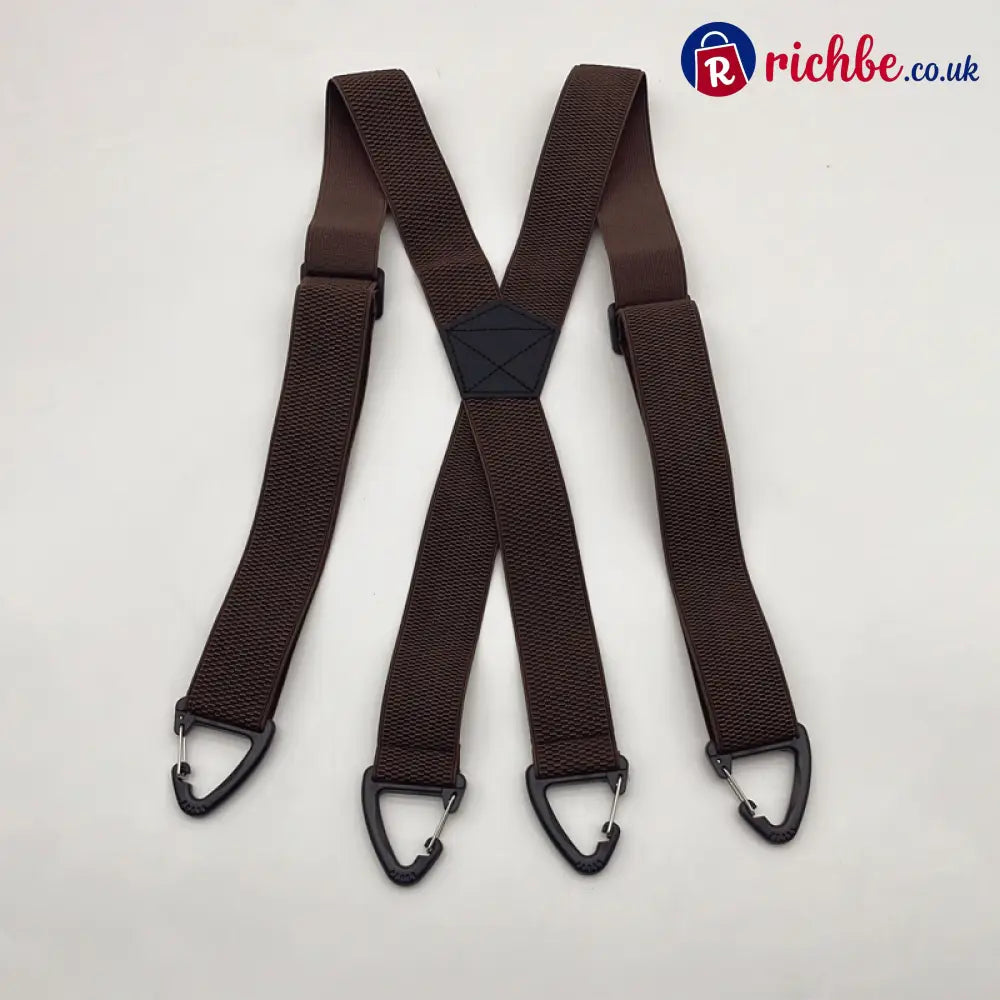 Men’s X-Back Suspenders with Hook Clips - Dark Coffee / X-shape - Clothing & Accessories