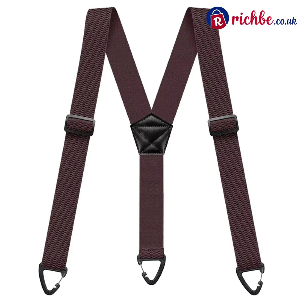 Men’s X-Back Suspenders with Hook Clips - Dark Coffee / Y-shape - Clothing & Accessories