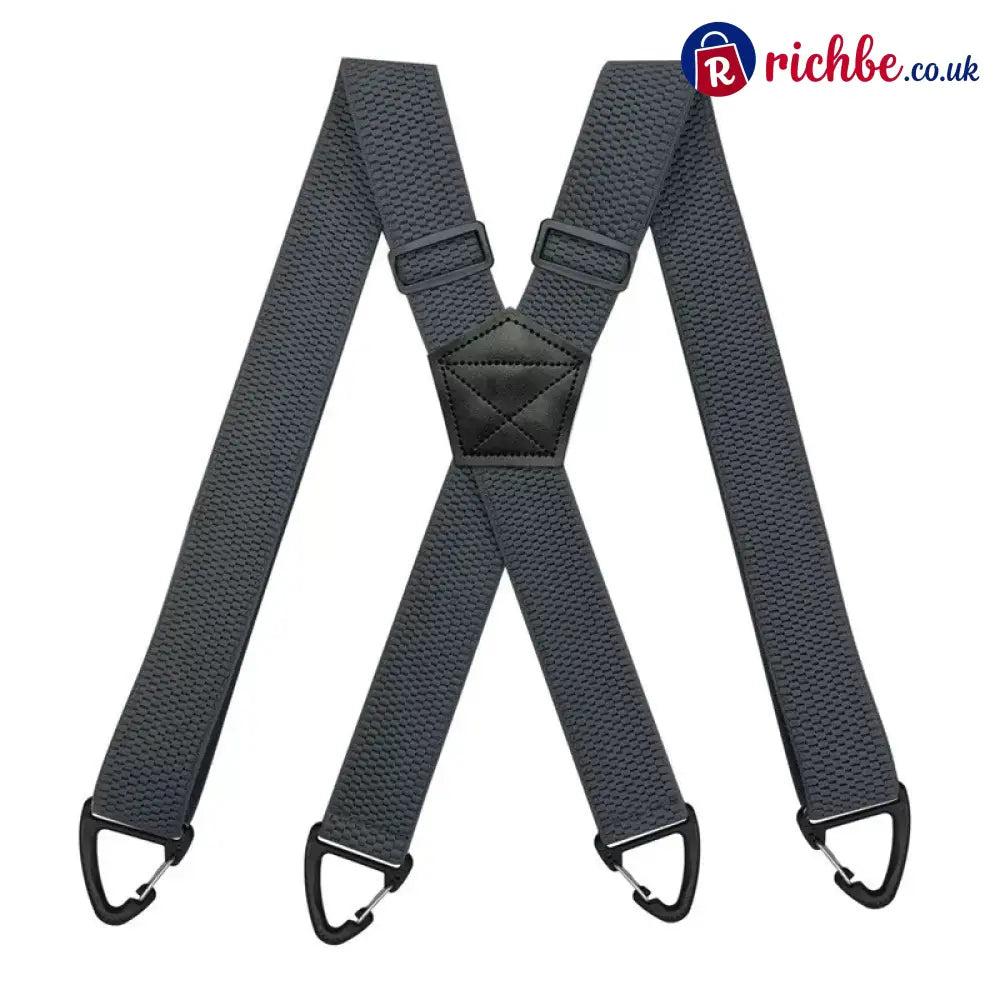 Men’s X-Back Suspenders with Hook Clips - Dark Gray / X-shape - Clothing & Accessories
