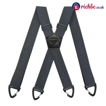 Men’s X-Back Suspenders with Hook Clips - Dark Gray / X-shape - Clothing & Accessories