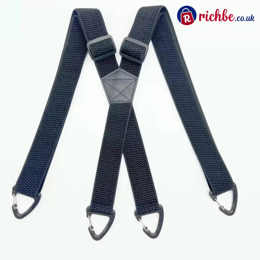 Men’s X-Back Suspenders with Hook Clips - Navy Blue / X-shape - Clothing & Accessories
