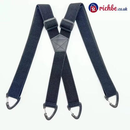 Men’s X-Back Suspenders with Hook Clips - Navy Blue / X-shape - Clothing & Accessories