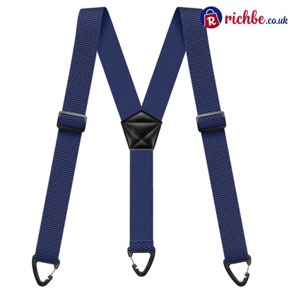 Men’s X-Back Suspenders with Hook Clips - Navy Blue / Y-shape - Clothing & Accessories
