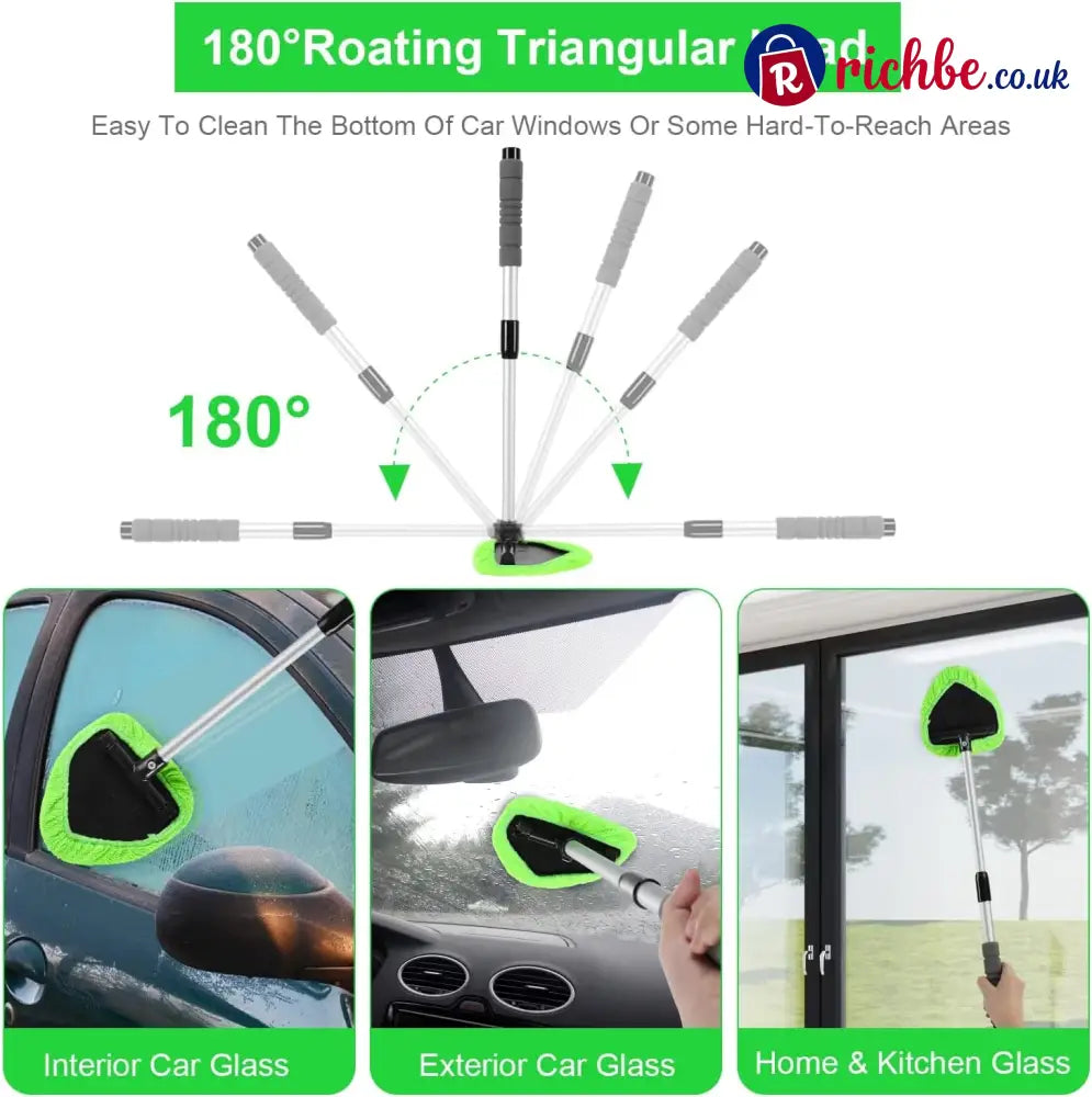 🔥Microfiber Car Windshield Cleaning Tool with Extendable Handle