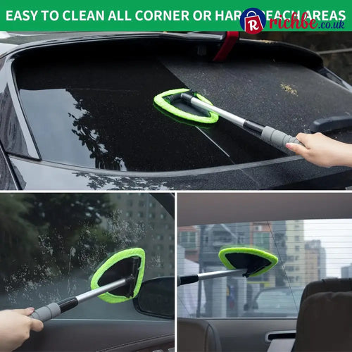 🔥Microfiber Car Windshield Cleaning Tool with Extendable Handle