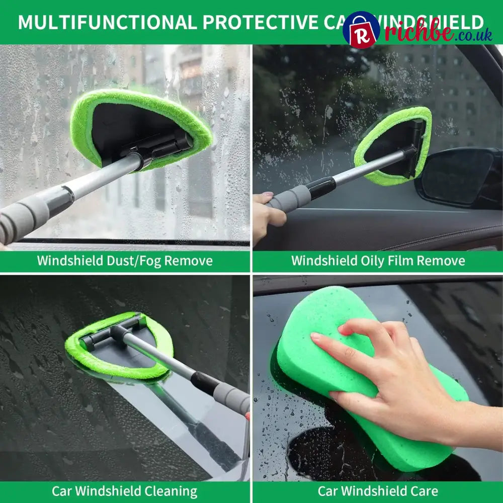 🔥Microfiber Car Windshield Cleaning Tool with Extendable Handle