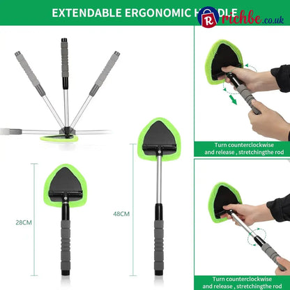 🔥Microfiber Car Windshield Cleaning Tool with Extendable Handle