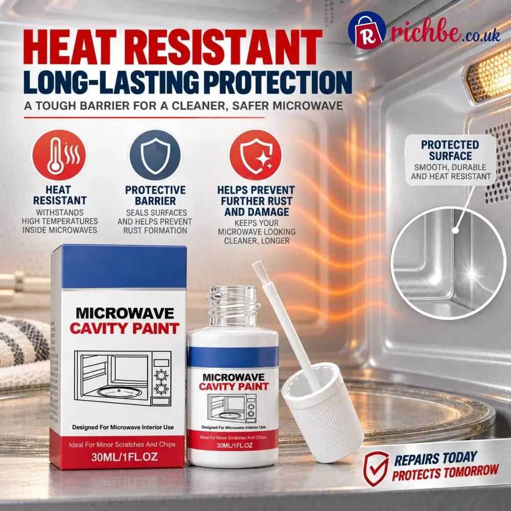 Microwave Cavity Paint – High-Gloss White Microwave Interior Repair Paint With Built-In Brush - 30ml (1.01 fl oz)