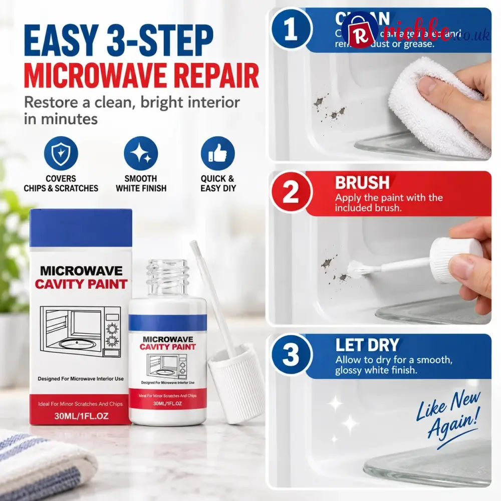 Microwave Cavity Paint – High-Gloss White Microwave Interior Repair Paint With Built-In Brush - 30ml (1.01 fl oz)