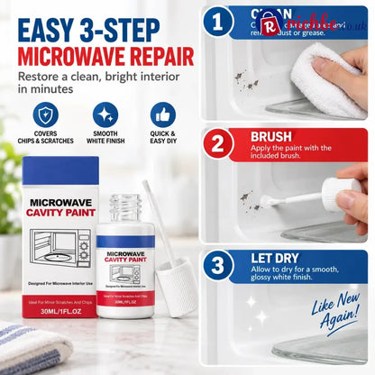 Microwave Cavity Paint – High-Gloss White Microwave Interior Repair Paint With Built-In Brush - 30ml (1.01 fl oz)