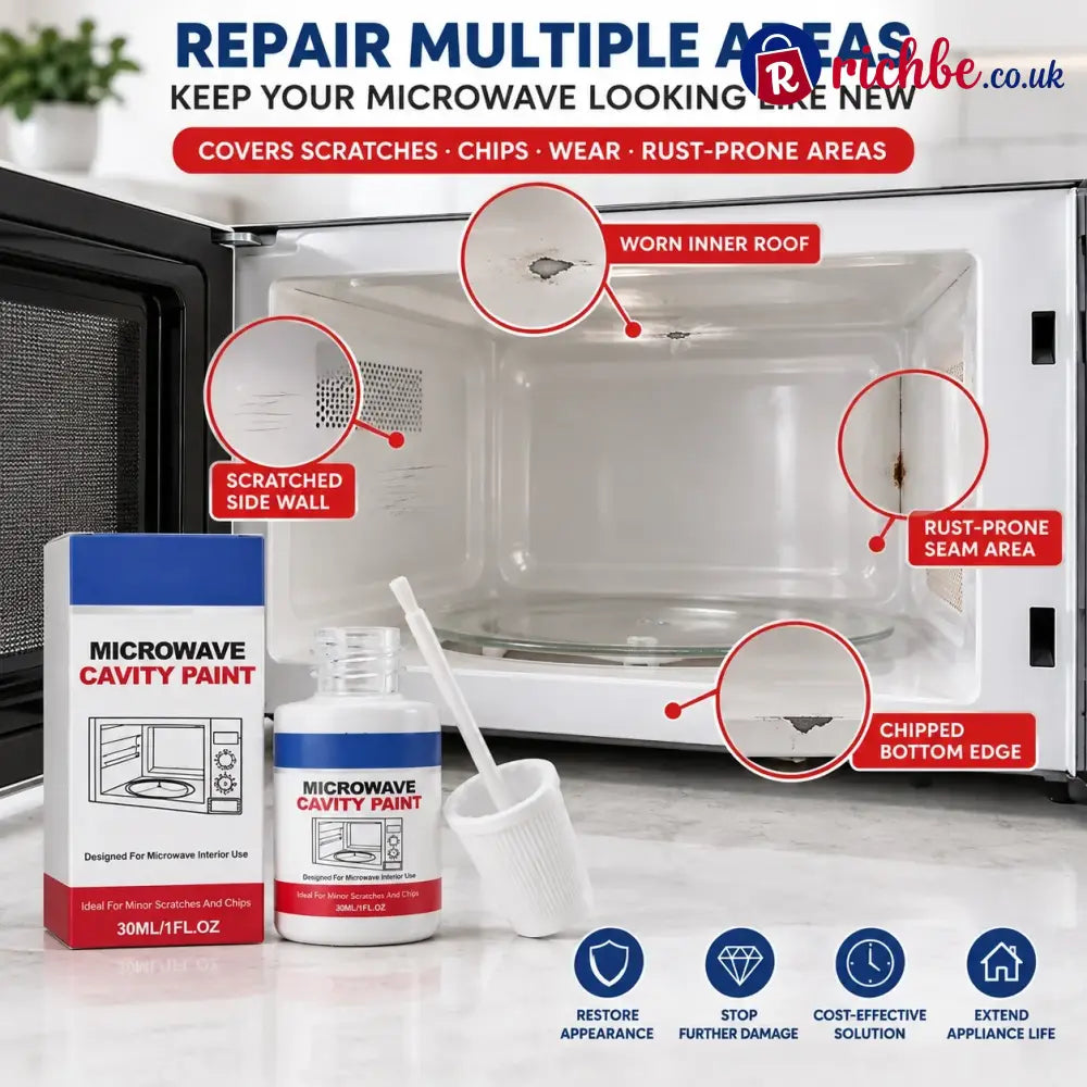 🔥 Microwave Cavity Paint – High-Gloss White Microwave Interior Repair Paint With Built-In Brush