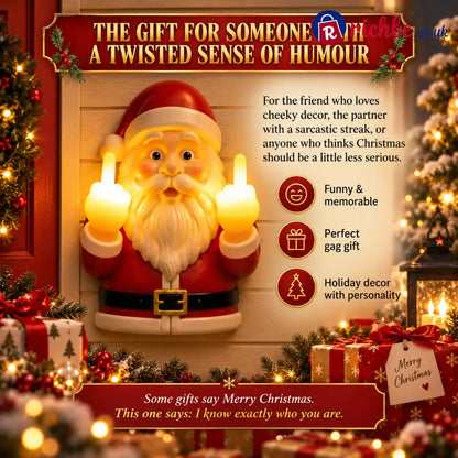Middle Finger Santa Light,Naughty Glow Santa Lamp Decor for Holiday Display