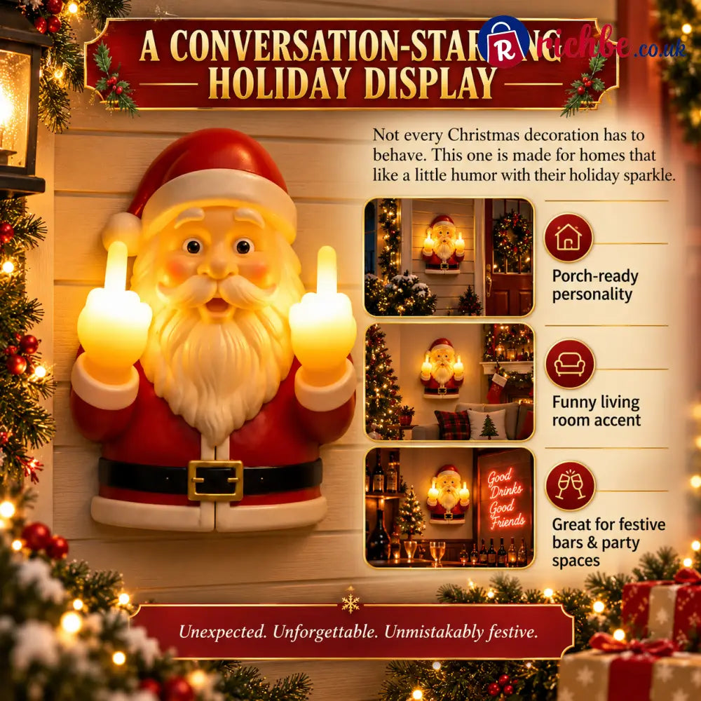 Middle Finger Santa Light,Naughty Glow Santa Lamp Decor for Holiday Display
