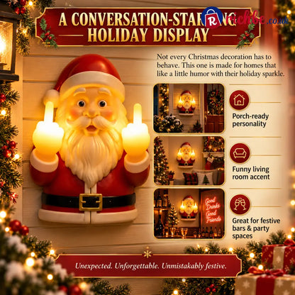 Middle Finger Santa Light,Naughty Glow Santa Lamp Decor for Holiday Display