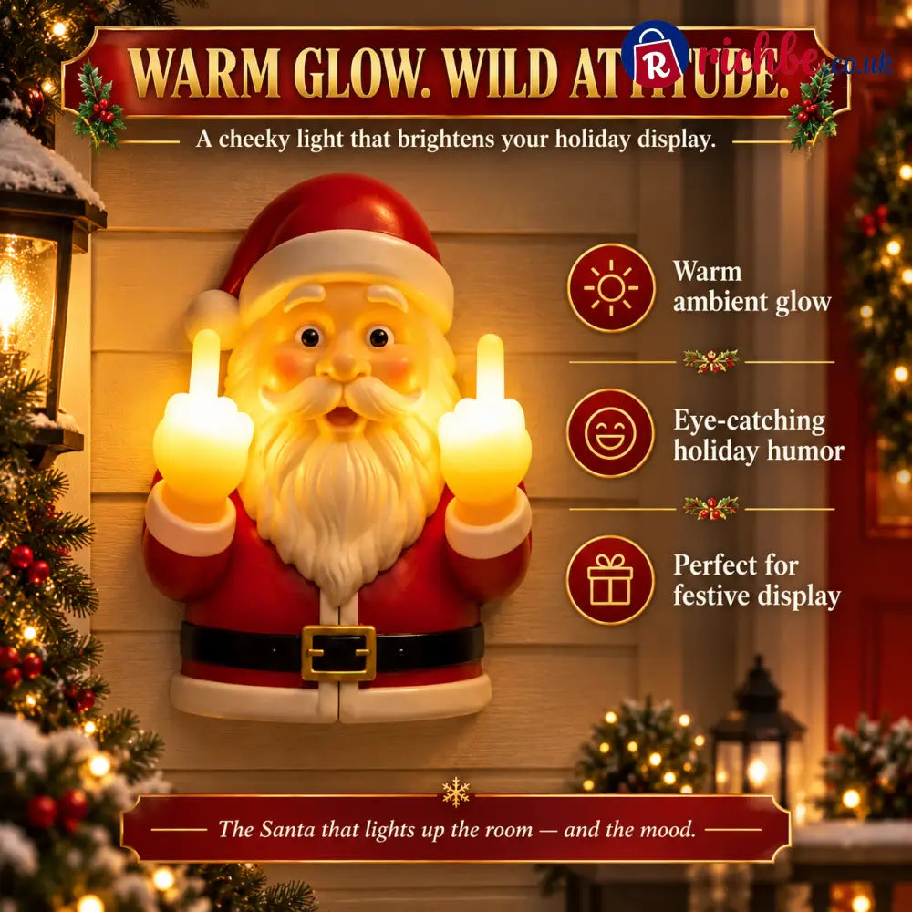 Middle Finger Santa Light,Naughty Glow Santa Lamp Decor for Holiday Display