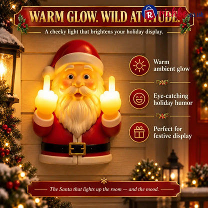 Middle Finger Santa Light,Naughty Glow Santa Lamp Decor for Holiday Display