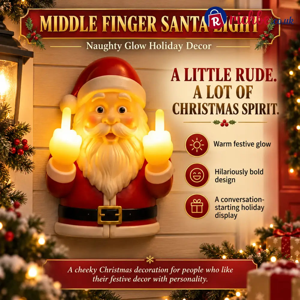 Middle Finger Santa Light,Naughty Glow Santa Lamp Decor for Holiday Display