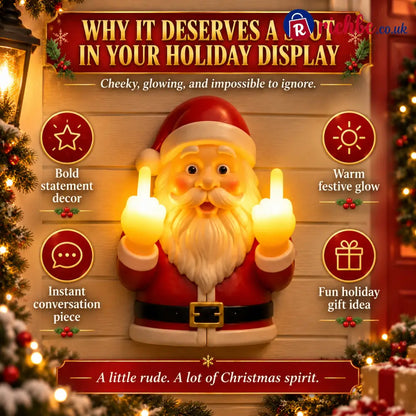 Middle Finger Santa Light,Naughty Glow Santa Lamp Decor for Holiday Display