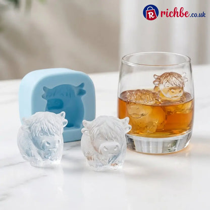 🐮 Mini Highland Cow Ice Cube Mold – Cute 3D Ice for Drinks Parties & Gifts