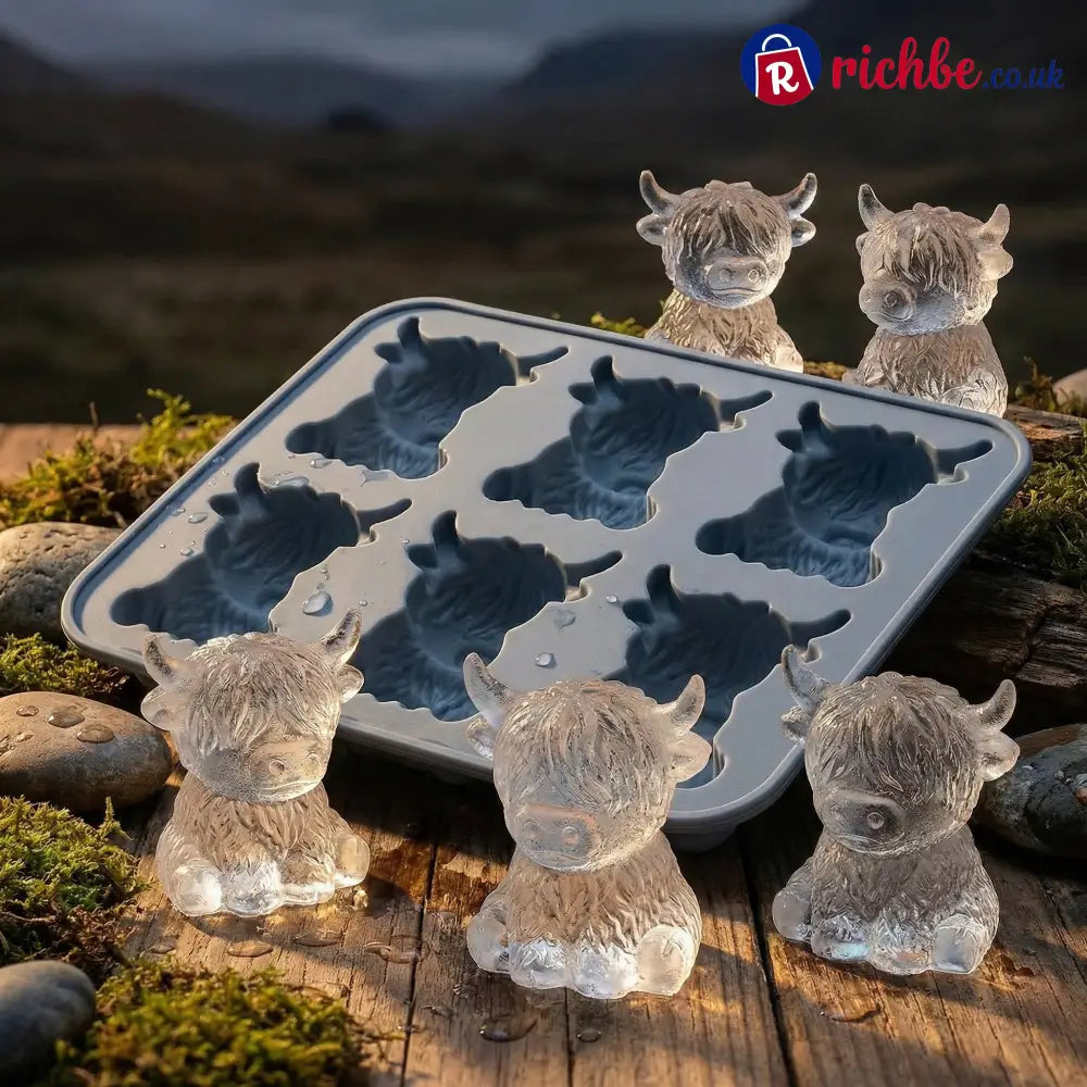 🐮 Mini Highland Cow Ice Cube Mold – Cute 3D Ice for Drinks Parties & Gifts
