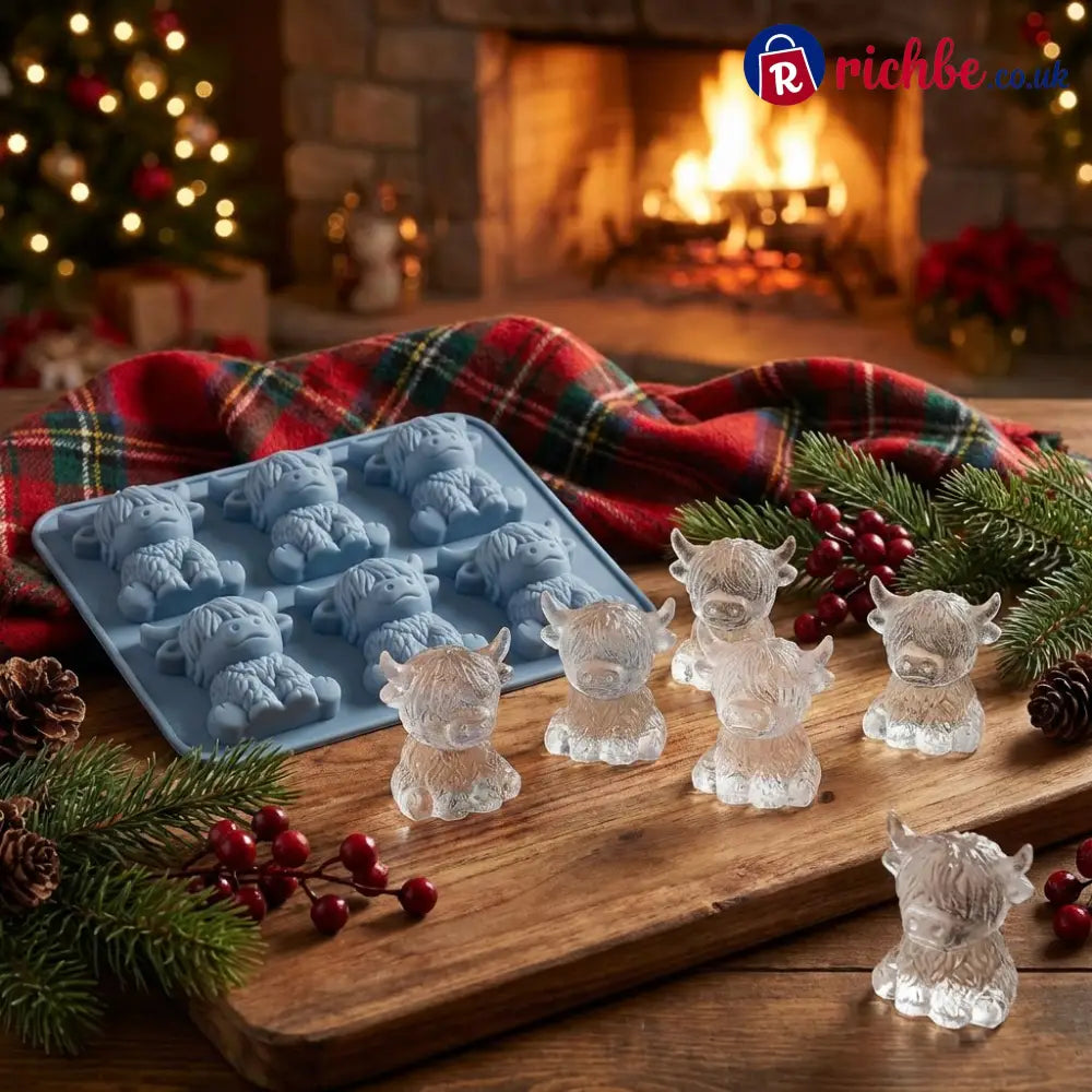 🐮 Mini Highland Cow Ice Cube Mold – Cute 3D Ice for Drinks Parties & Gifts