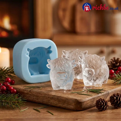 🐮 Mini Highland Cow Ice Cube Mold – Cute 3D Ice for Drinks Parties & Gifts